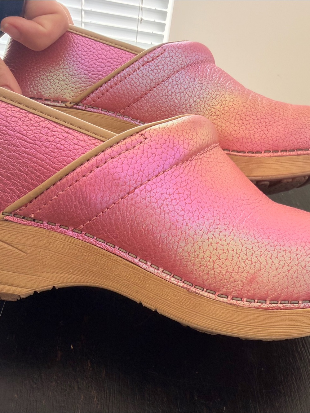 Dansko Pink Gradient Leather Clogs